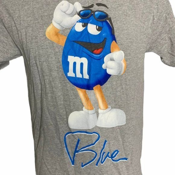 Vintage 90s MM Blue Snack Crewneck T Shirt S Grey Short Sleeve Graphic Tee - Picture 2 of 4